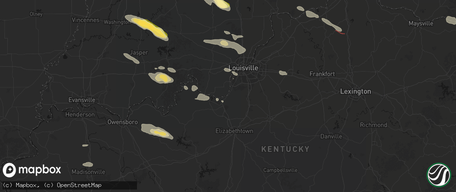 Hail map in West Point, KY on July 21, 2026
