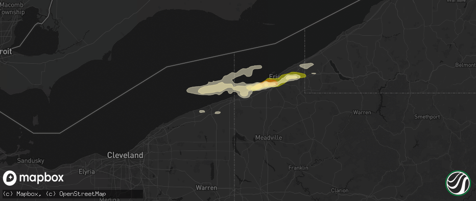 Hail map in West Springfield, PA on July 21, 2026