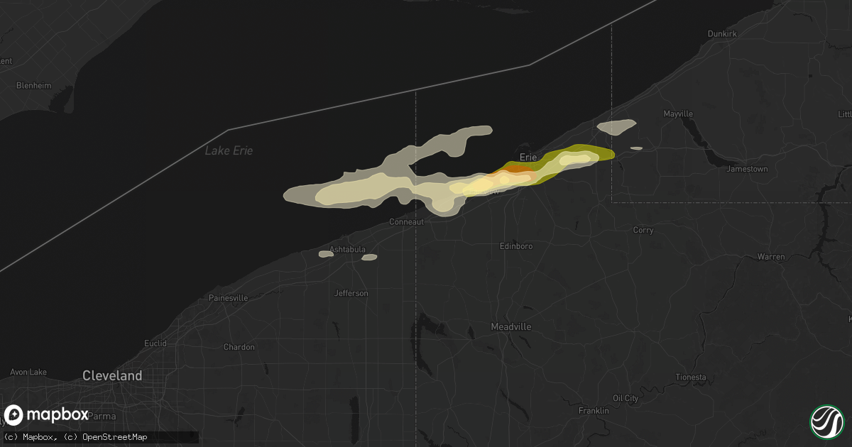 Hail map in West Springfield, PA on July 21, 2026