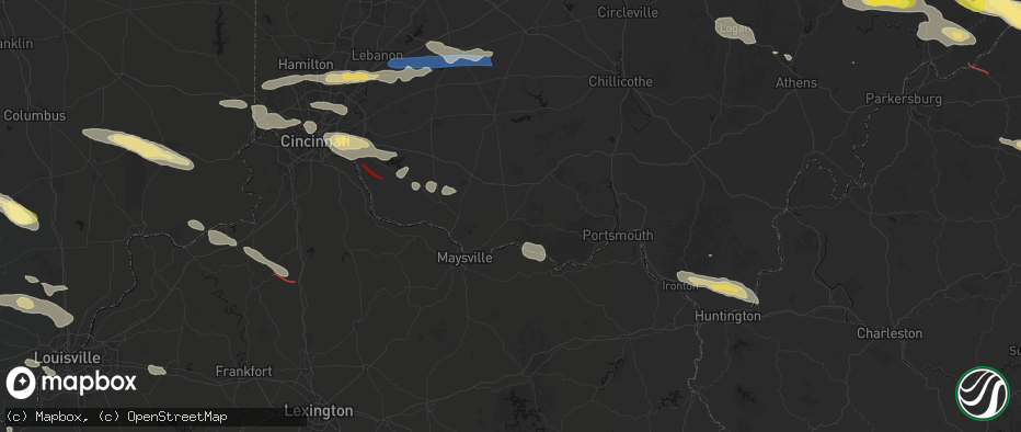 Hail map in West Union, OH on July 21, 2026