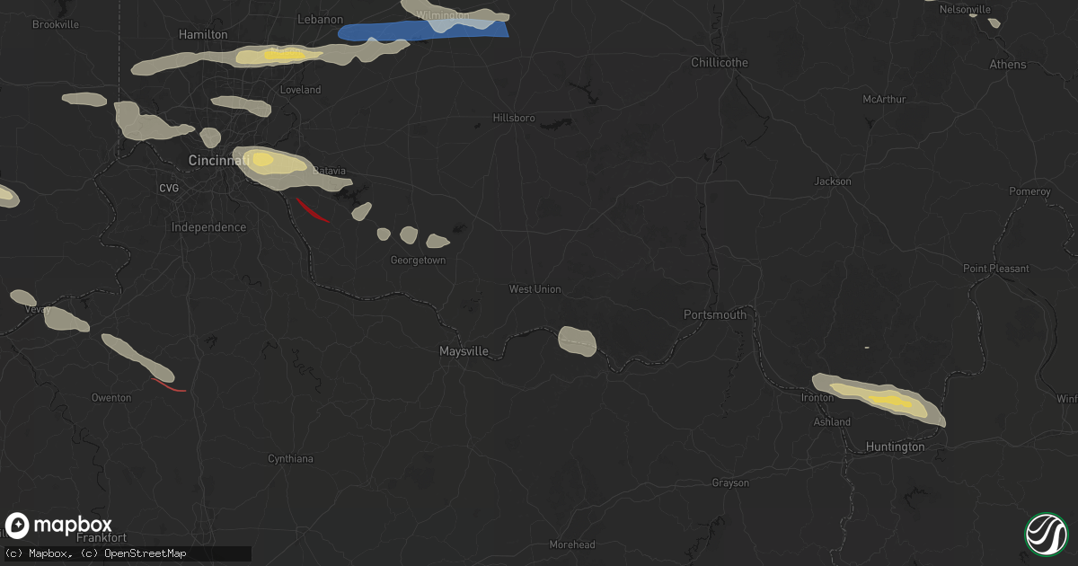 Hail map in West Union, OH on July 21, 2026