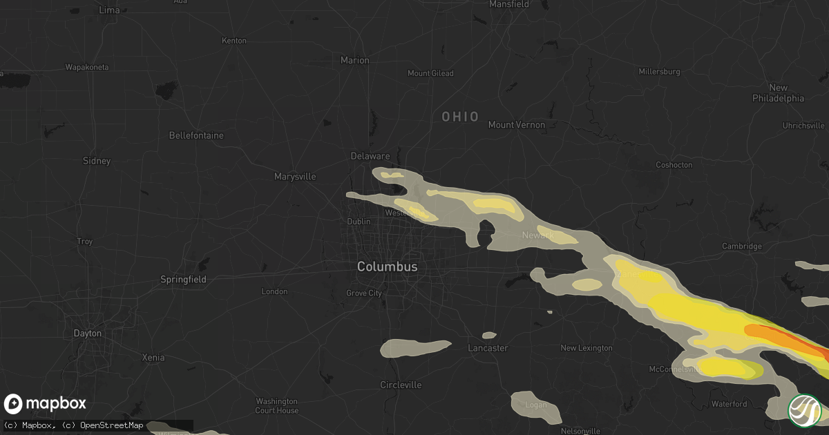 Hail map in Westerville, OH on July 21, 2026