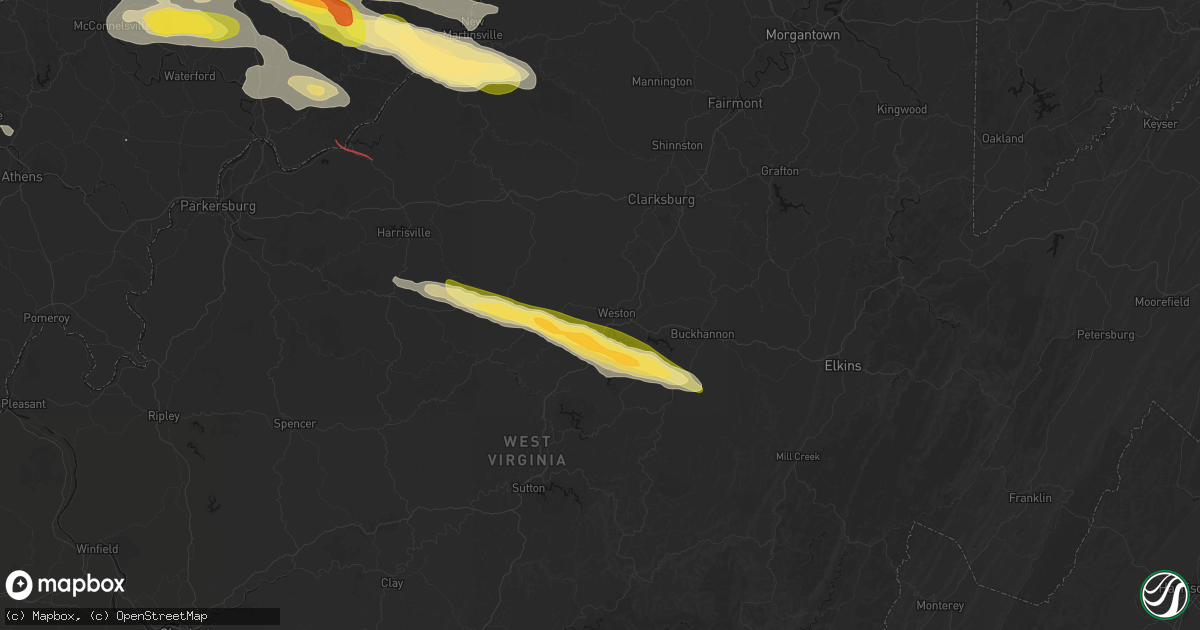 Hail map in Weston, WV on July 21, 2026