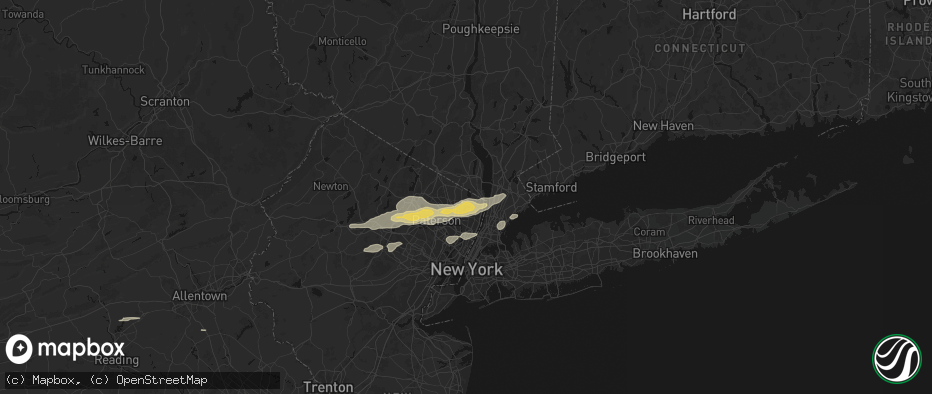 Hail map in Westwood, NJ on July 21, 2026