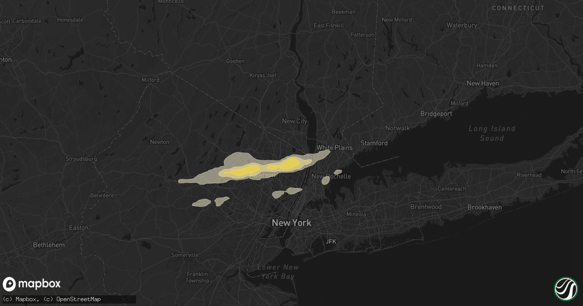 Hail map in Westwood, NJ on July 21, 2026