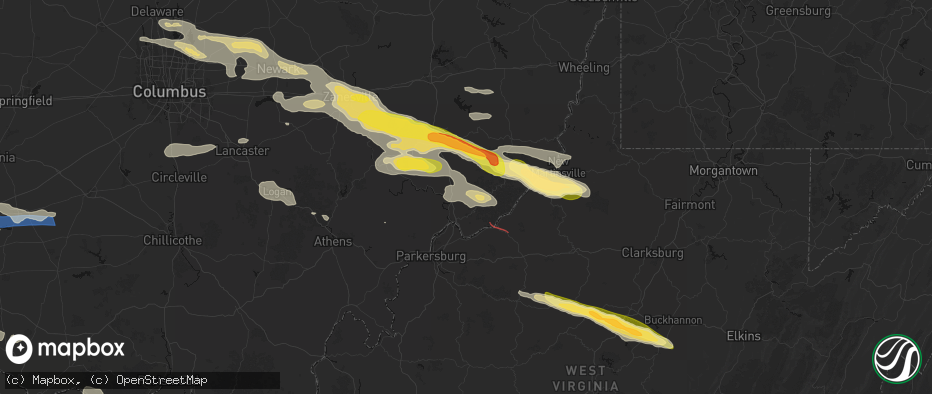 Hail map in Whipple, OH on July 21, 2026