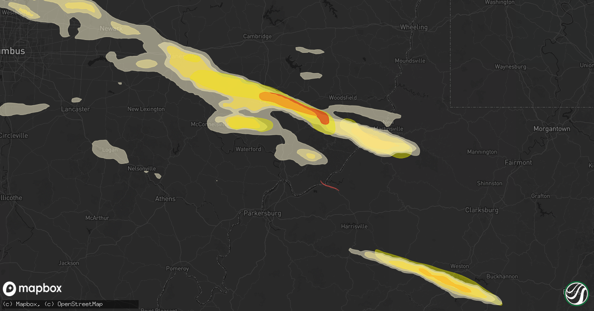 Hail map in Whipple, OH on July 21, 2026