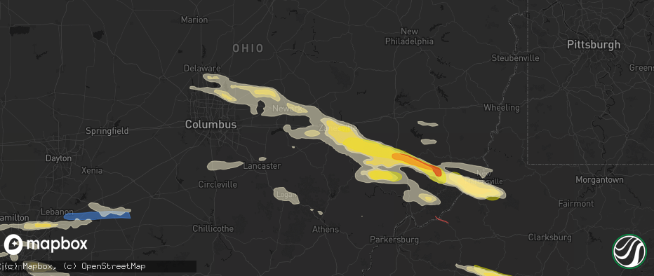 Hail map in White Cottage, OH on July 21, 2026