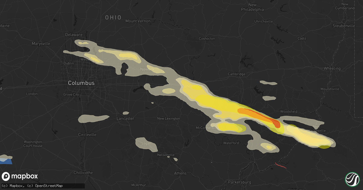 Hail map in White Cottage, OH on July 21, 2026