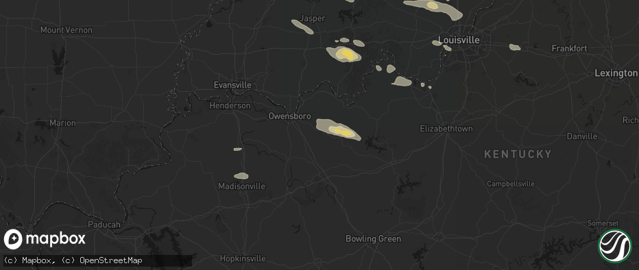 Hail map in Whitesville, KY on July 21, 2026