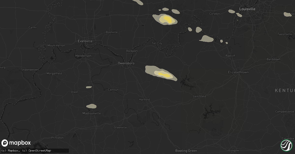 Hail map in Whitesville, KY on July 21, 2026