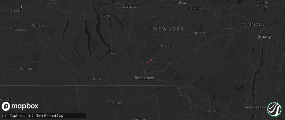 Hail map in Whitney Point, NY on July 21, 2026