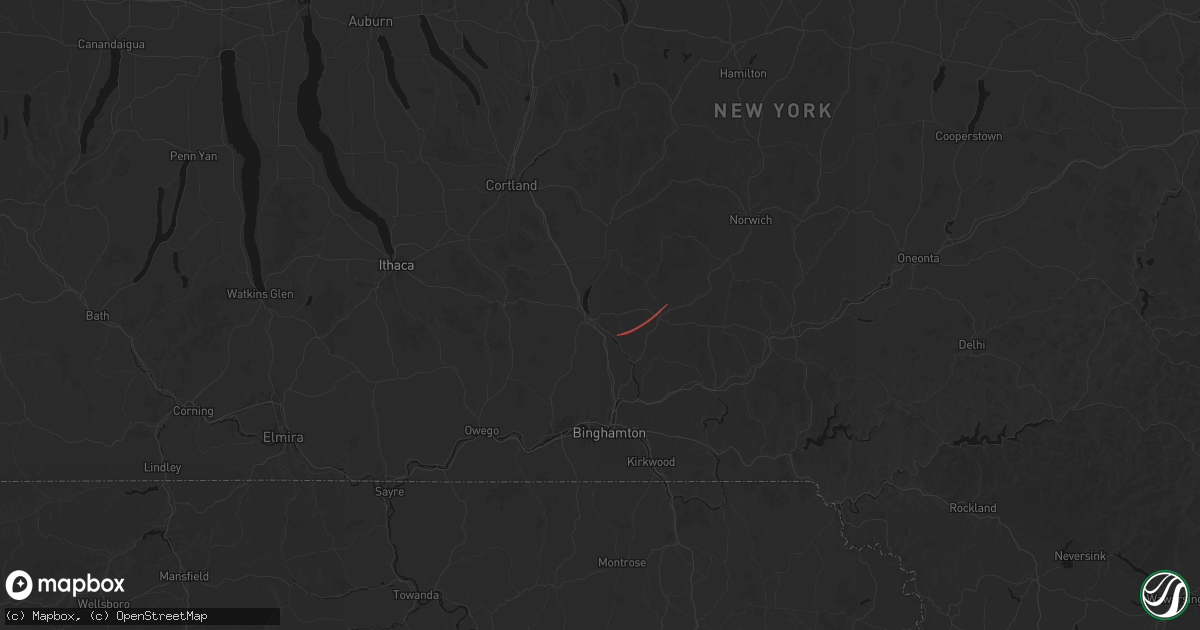 Hail map in Whitney Point, NY on July 21, 2026