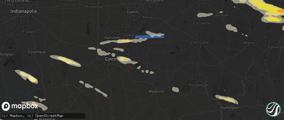 Hail map in Williamsburg, OH on July 21, 2026