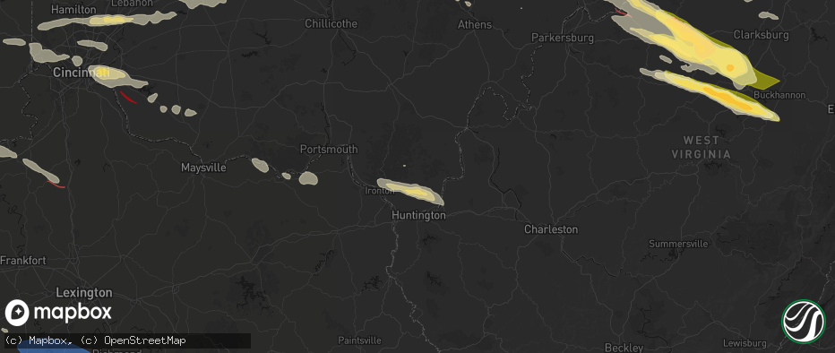 Hail map in Willow Wood, OH on July 21, 2026