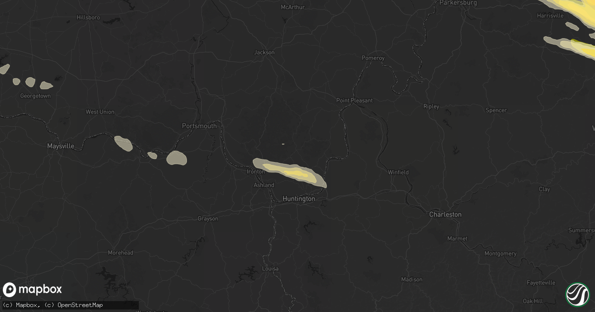 Hail map in Willow Wood, OH on July 21, 2026