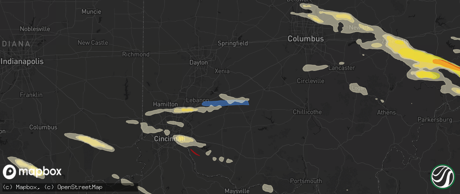 Hail map in Wilmington, OH on July 21, 2026