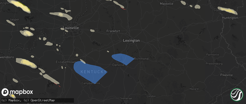 Hail map in Wilmore, KY on July 21, 2026
