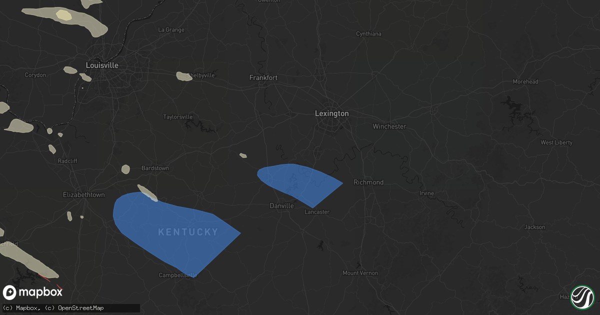 Hail map in Wilmore, KY on July 21, 2026
