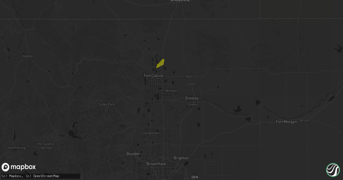 Hail map in Windsor, CO on July 21, 2026