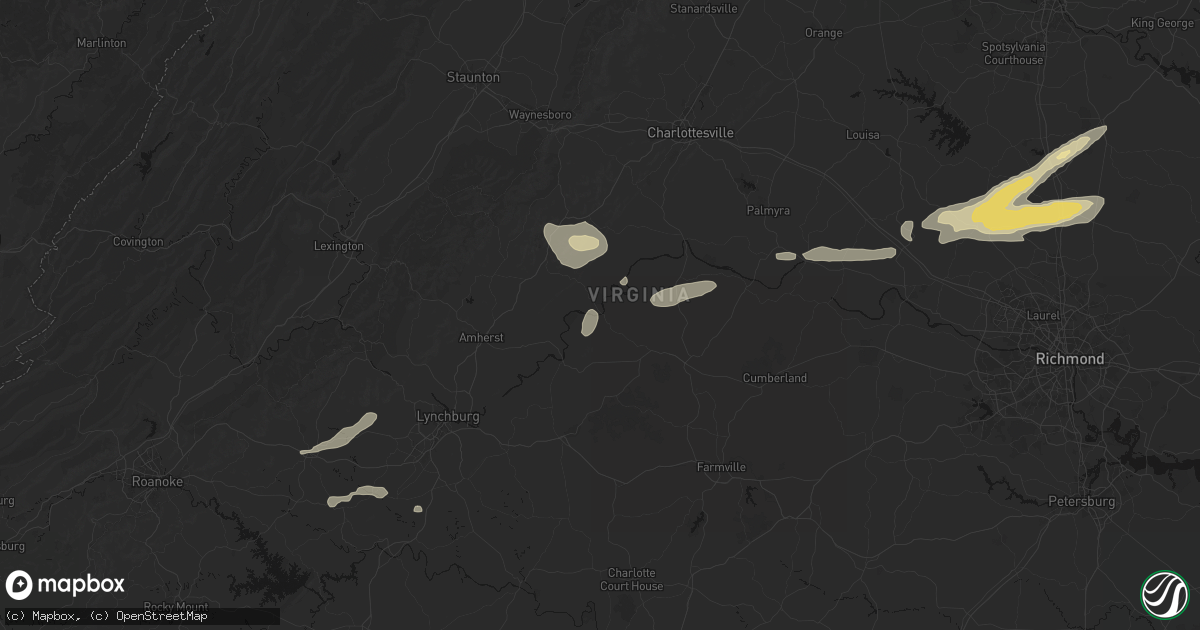 Hail map in Wingina, VA on July 21, 2026
