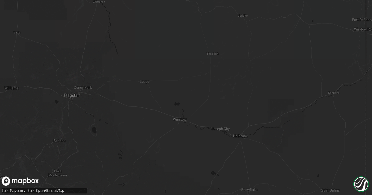Hail map in Winslow, AZ on July 21, 2026