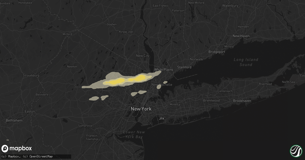 Hail map in Yonkers, NY on July 21, 2026