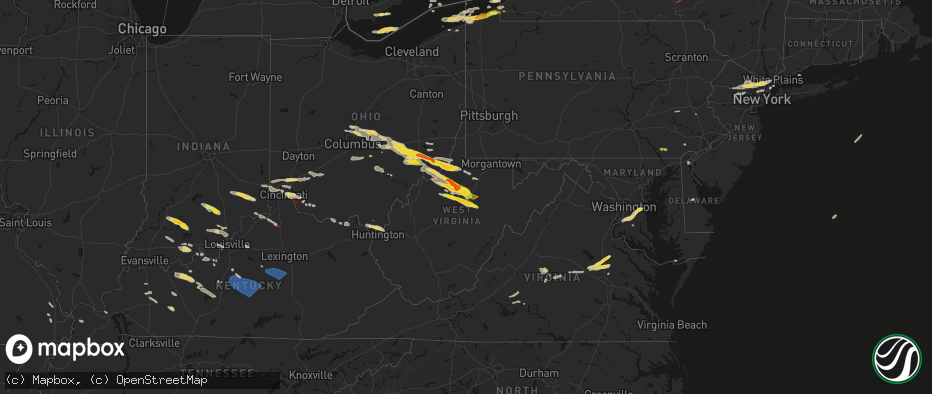 Hail map on July 21, 2026