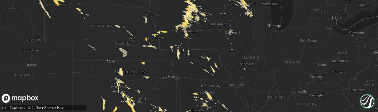 Hail map in Arkansas on July 22, 2013