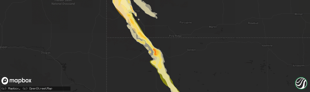 Hail map in Chadron, NE on July 22, 2014