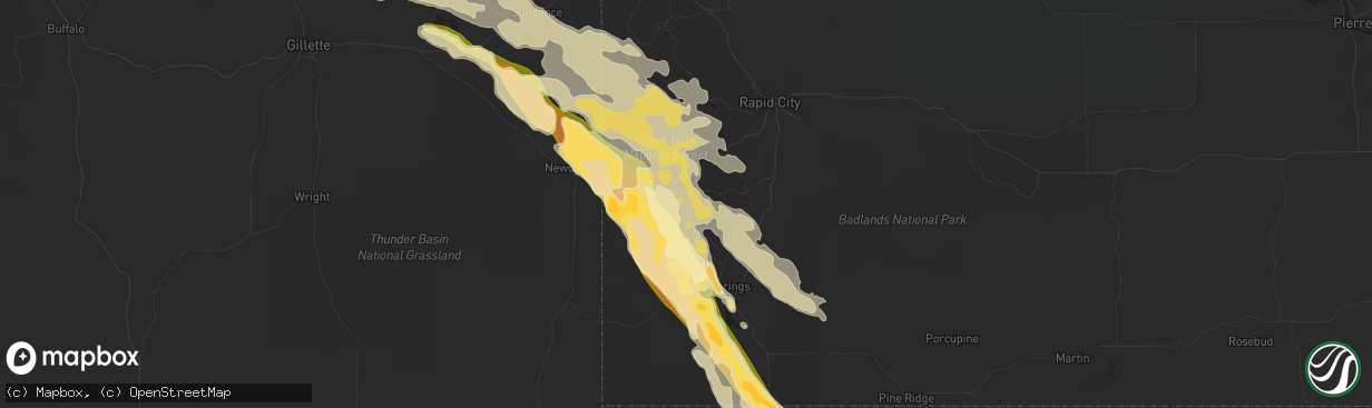 Hail map in Custer, SD on July 22, 2014