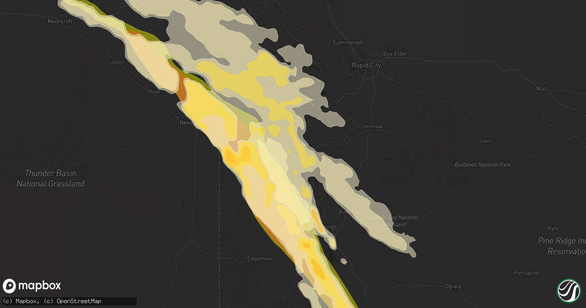 Hail map in Custer, SD on July 22, 2014