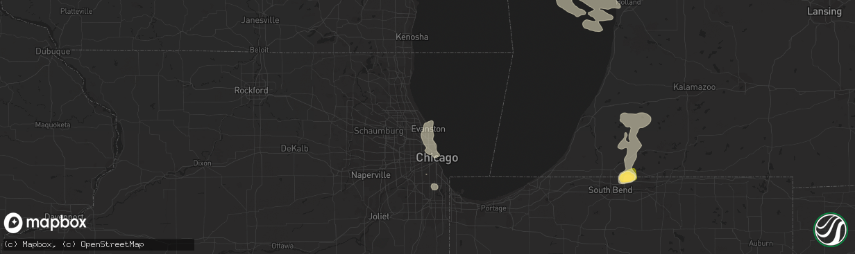 Hail map in Evanston, IL on July 22, 2014