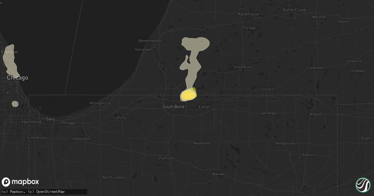 Hail map in Granger, IN on July 22, 2014