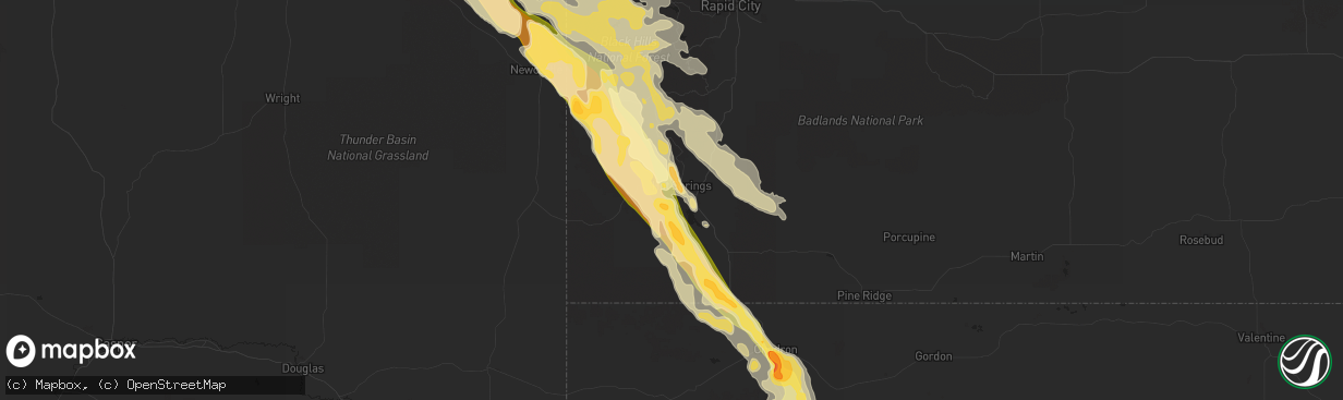 Hail map in Hot Springs, SD on July 22, 2014