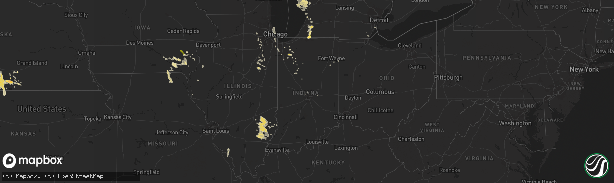 Hail map in Indiana on July 22, 2014