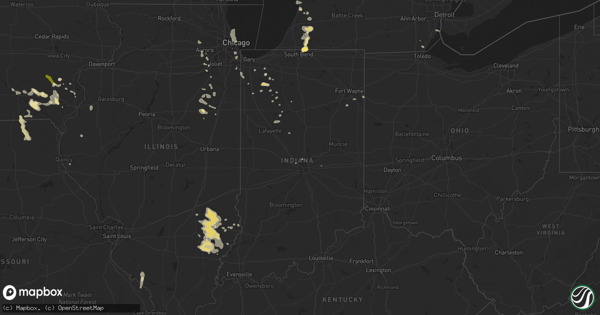 Hail map in Indiana on July 22, 2014