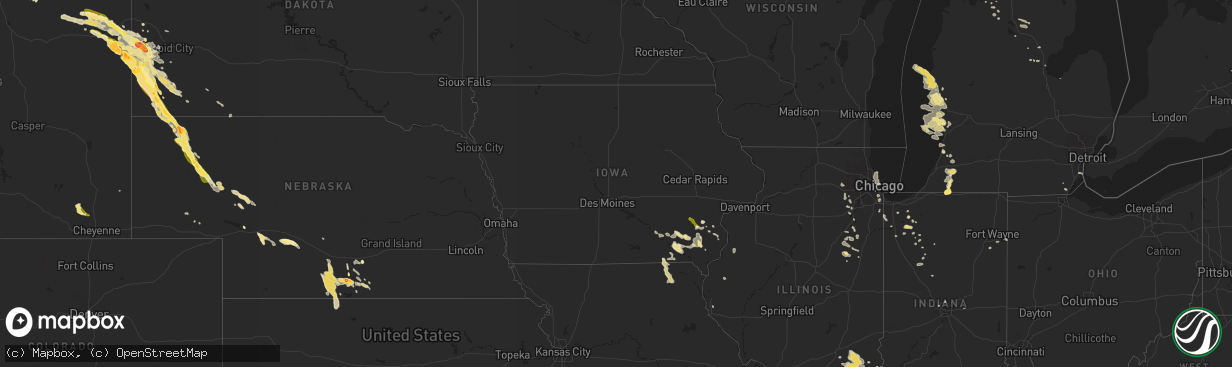 Hail map in Iowa on July 22, 2014