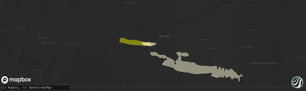 Hail map in Laurel, MT on July 22, 2014