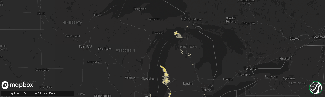 Hail map in Michigan on July 22, 2014