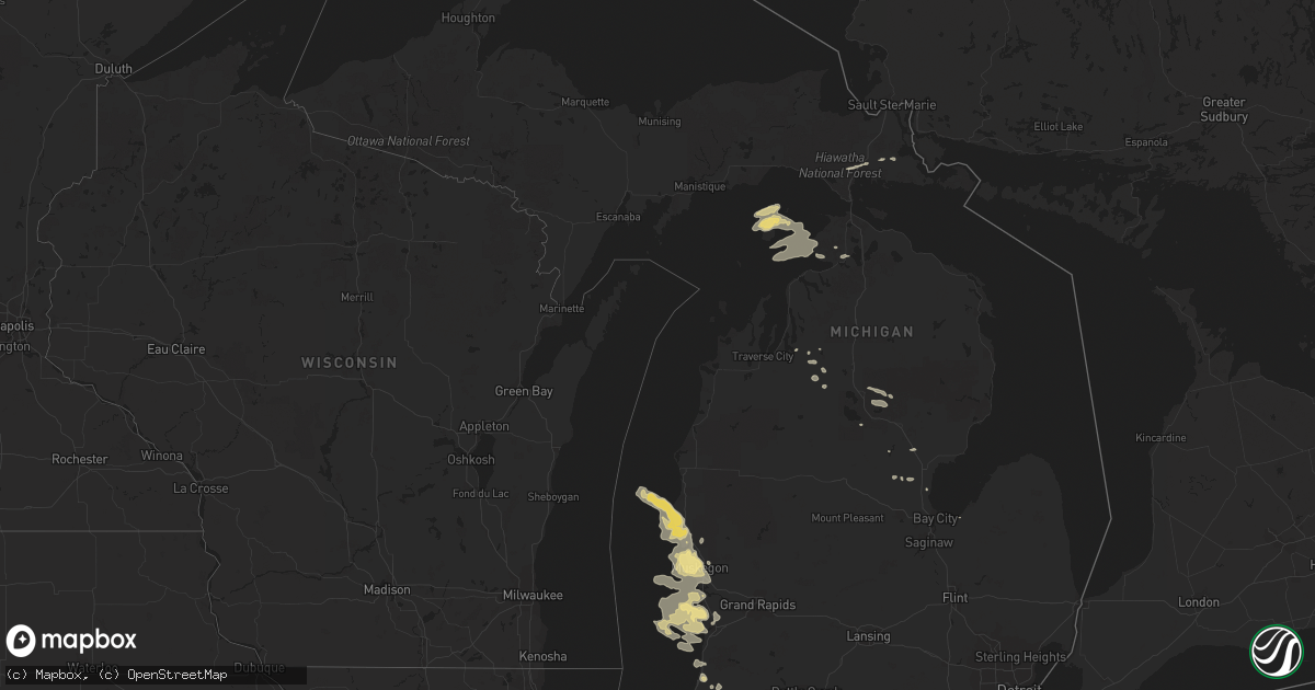 Hail map in Michigan on July 22, 2014