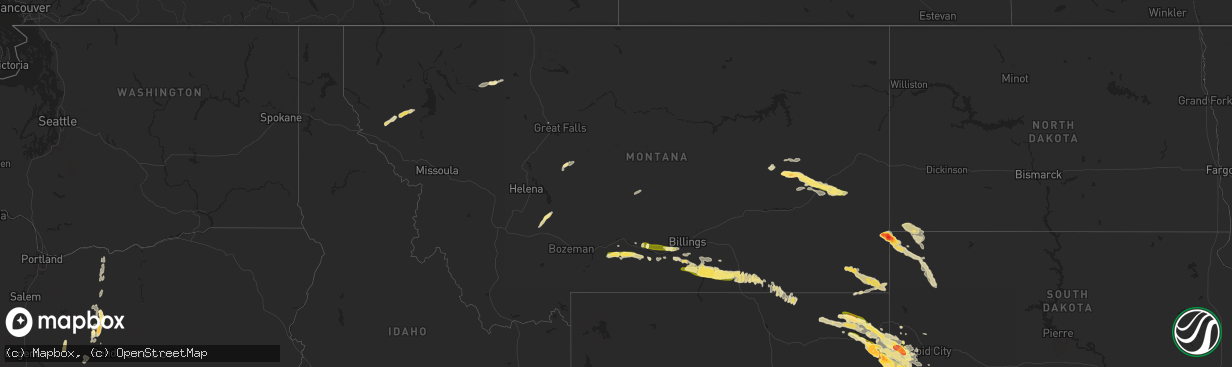 Hail map in Montana on July 22, 2014