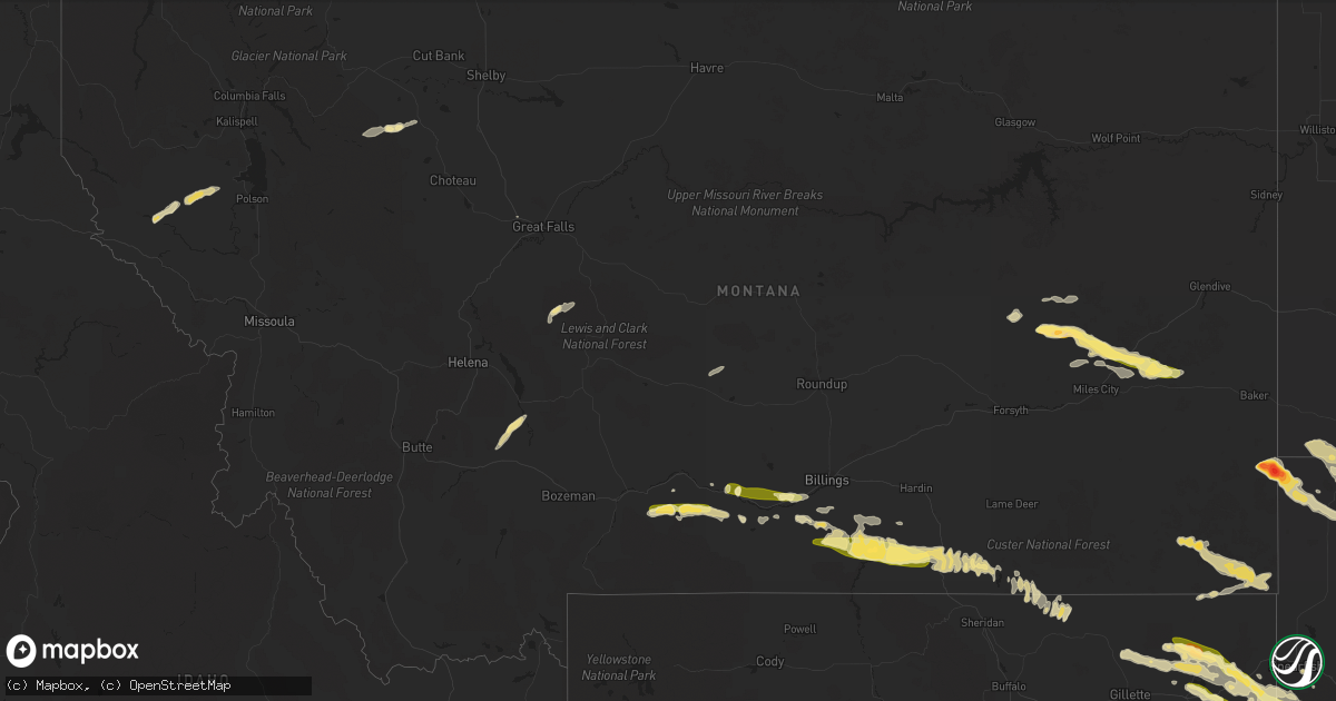 Hail map in Montana on July 22, 2014