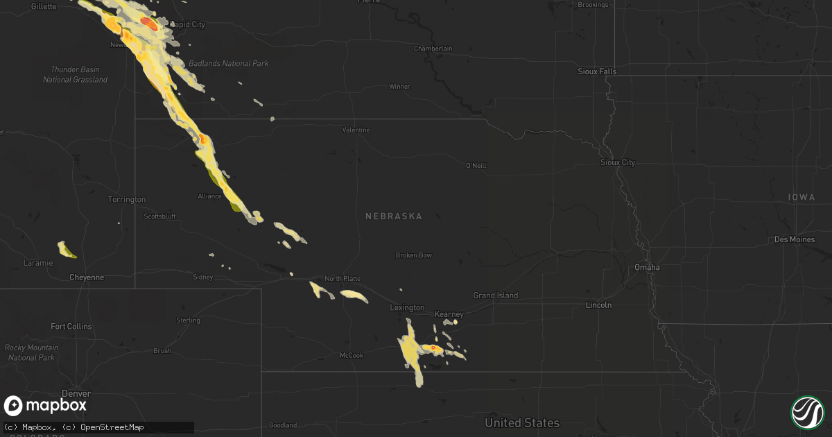 Hail map in Nebraska on July 22, 2014