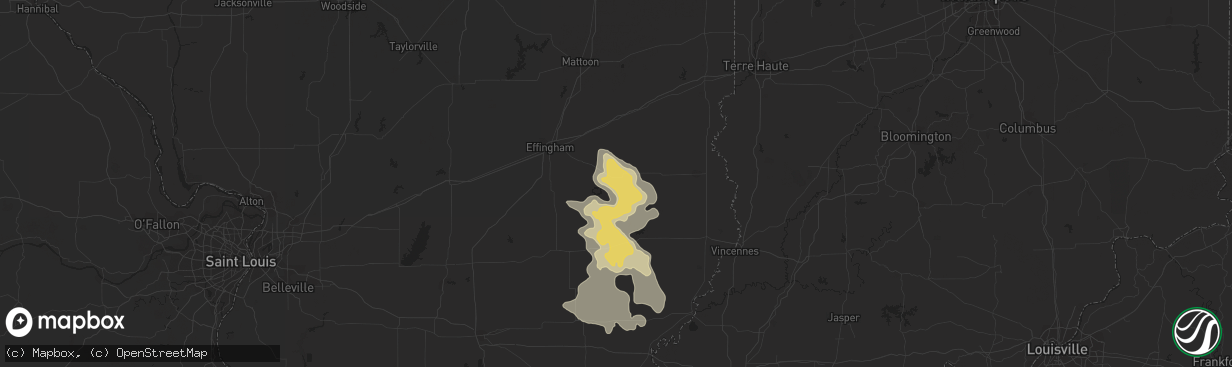 Hail map in Newton, IL on July 22, 2014