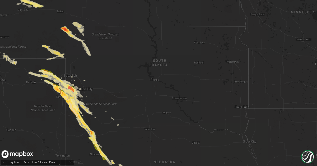 Hail map in South Dakota on July 22, 2014