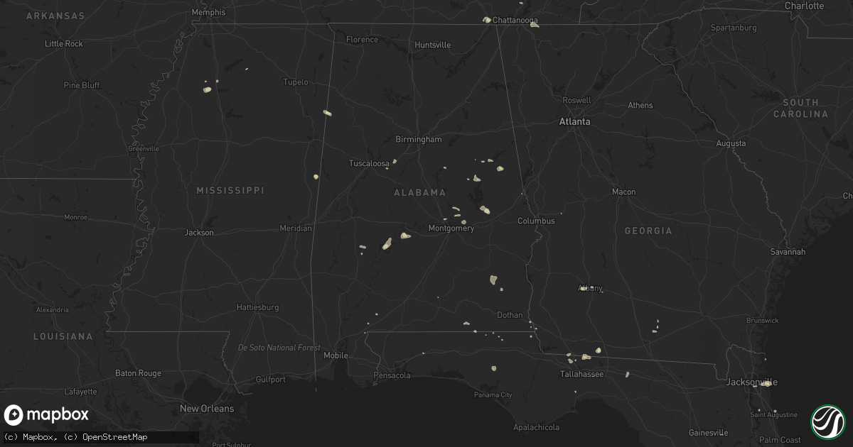Hail map in Alabama on July 22, 2015
