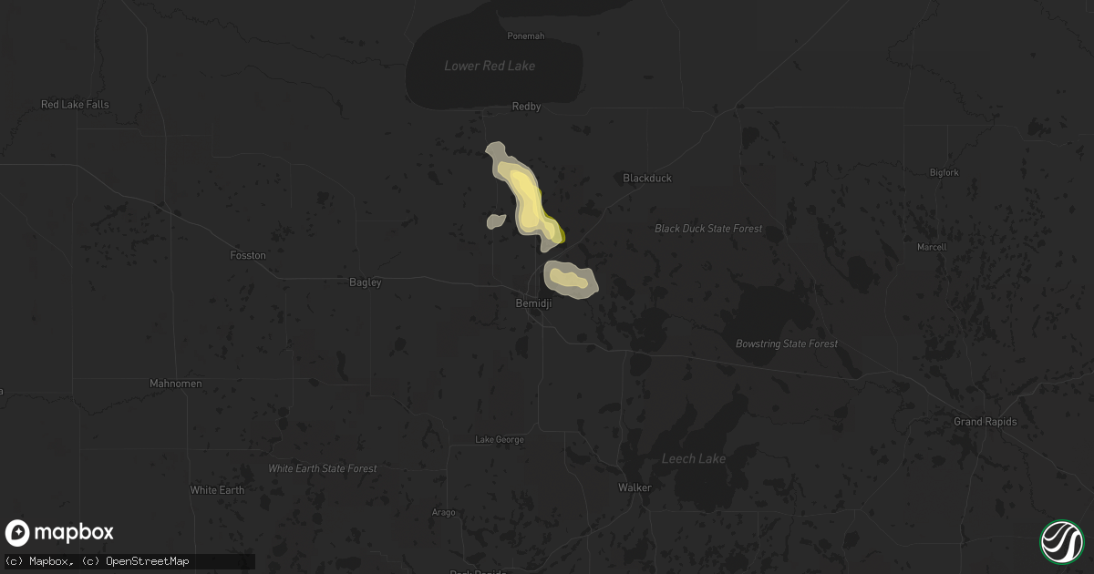 Hail map in Bemidji, MN on July 22, 2015