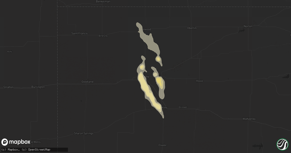 Hail map in Colby, KS on July 22, 2015
