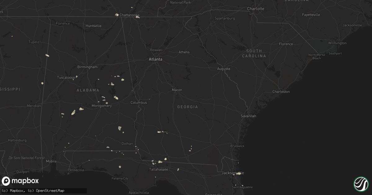 Hail map in Georgia on July 22, 2015